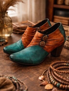 Spring Step L'Artiste Joella Bootie Size 36 US 5.5/6 Leather Ankle Boot Heels